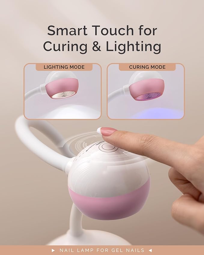 MelodySusie 2 in 1 Professional Nail Desk Lamp and Flash Cure UV Nail Lamp for Nail Art Fill Light&Curing,Cordless Gooseneck UV Light for Gel x Nails with 2 Timers, Rechargeable, Salon Use