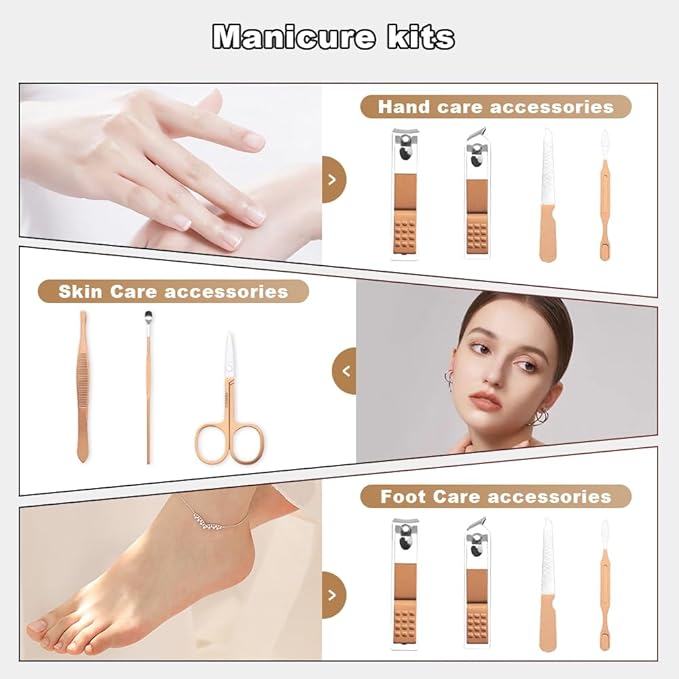 Manicure Kit Christmas Stocking Stuffers for Girls, Manicure Set, Nail Clippers Kit, 7 Pcs Manicure and Pedicure Kit, Pink Nail Care Kit Christmas Gifts for Women Girls Teens Teenagers