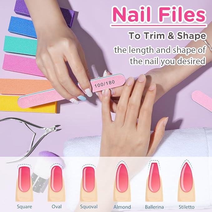 TsMADDTs Nail Buffers and Files, 6PCS Buffer Blocks, 6PCS 100 180 Grit Files, Professional Manicure Tools Kit, Nail Care Tools Kit for Women