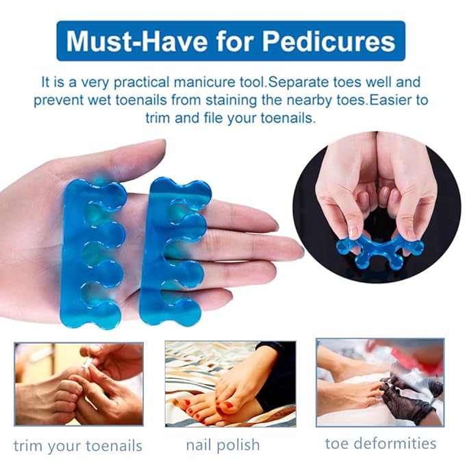 Toe Separators for Bunion Pedicure, Gel Material Toenail Dividers, Repeatable & Washable Toe Spacers for Nail Polish, Orthopedic Bunion Correction, Easy Finger & Toenail Polish Grooming Tools