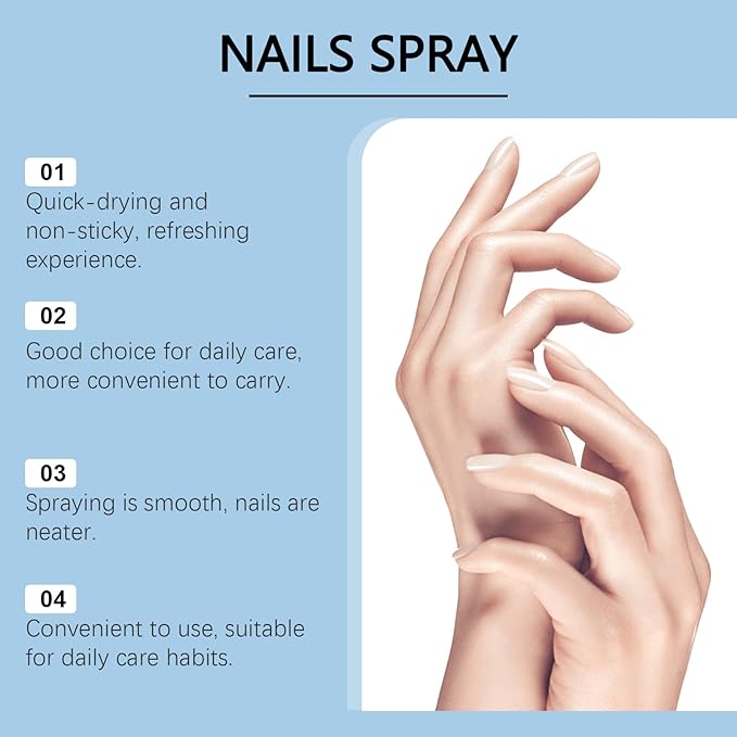 Nails Spray Fast-Drying Nail Care Moisturizer with No Odor Formula for Men & Women, Safe Mild Ingredients, 30ml/1fl oz