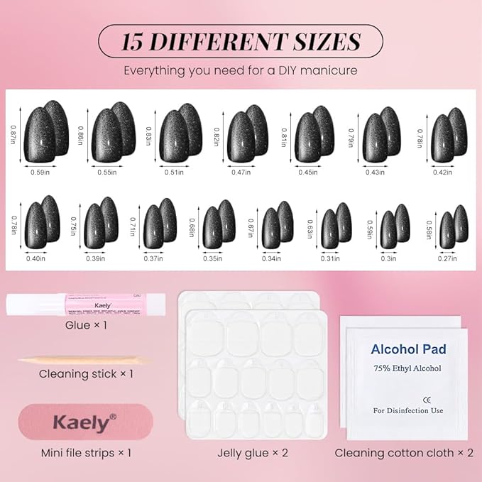 evpct Cat Eye Gold Silver Press on Nails Almond Short, Gold Silver Metal Short Almond Soft Gel Press on Nails with Nail Glue, 60Pcs Reusable Acrylic Fake Press-on Nail Polish Kit for Women Gift