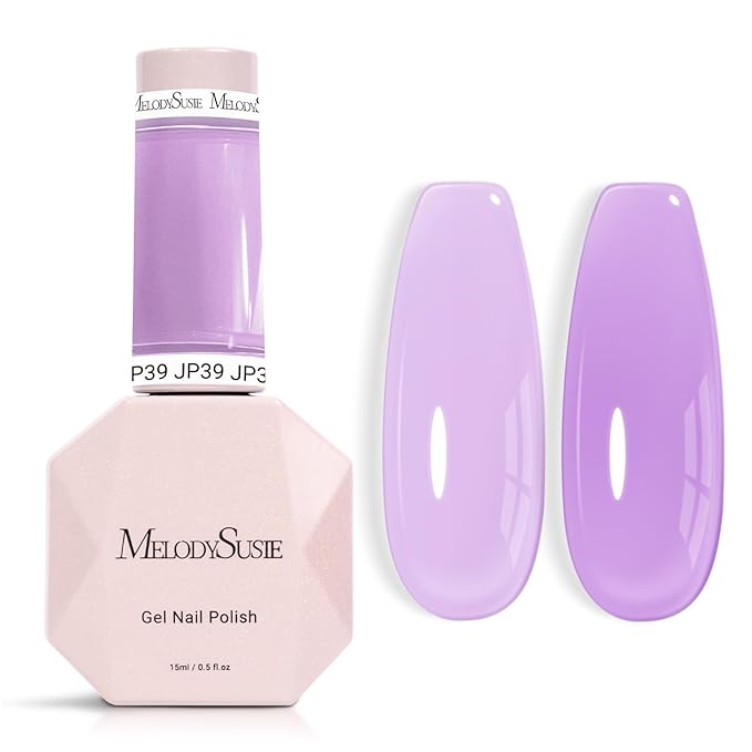 MelodySusie Purple Gel Nail Polish, 0.5Fl Oz Jeweliver Gel Polish Milky Lavender Pastel Cream Color Soak Off UV LED Light Cure Manicure Nail Art DIY at Home JP39