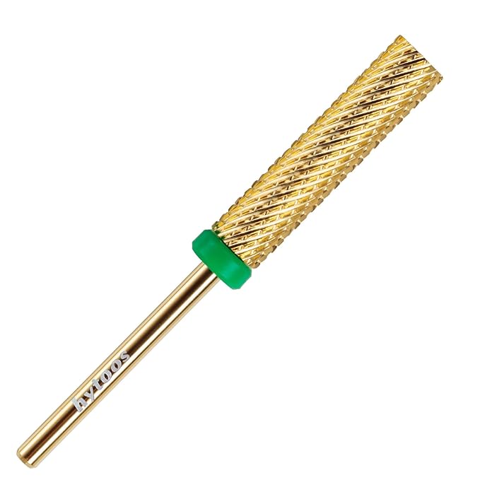 Super Long Nail Drill Bits, 24mm Gold Flat Top Barrel Carbide Nail Bit, 3/32" Two-way Rotate Drill Bits for Nails, Electric Drill Accessories, Remove Acrylic Nail Art Gel, C