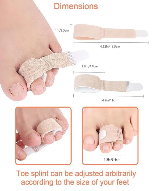 12 Pack Fabric Hammer Toe Correctors, Hammertoe Straightener, Reusable Toe Buddy Wrap Protective Broken Toe Wraps, Toe Splint for Broken Toe, Crooked toes, Bent Toes