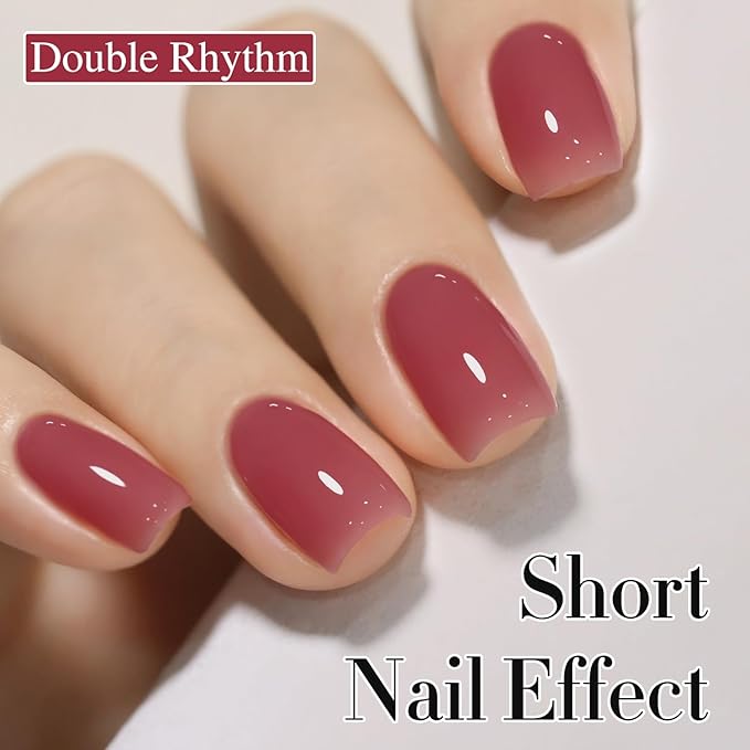 Double Rhythm Gel Polish 15ML Jelly Sheer Pastel Light Milky Color Pearl White Bottle 1 PC 0.5 OZ Full Size Nail Art Salon at Home (Pink Purple-D1375)