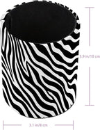 Leather Pen Holder for Desk, Zebra Print Pencil Cup Pen Organizer Makeup Brush - Image 3