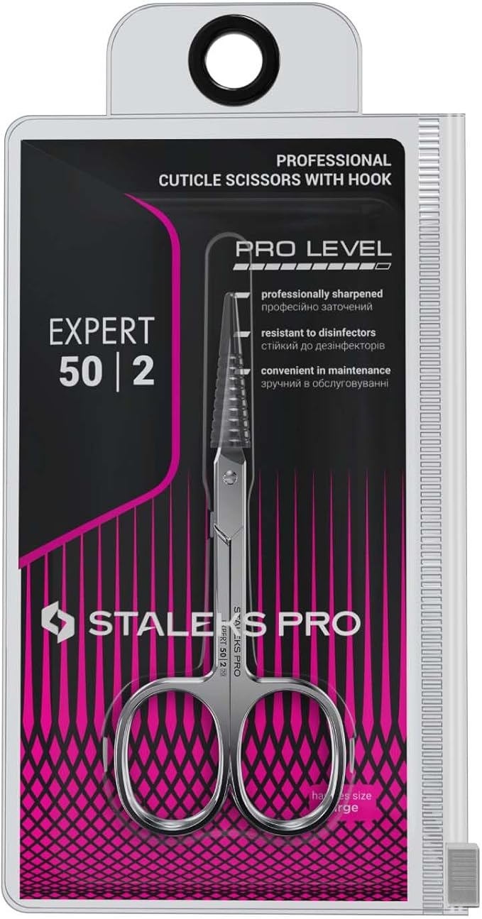 Staleks Pro Expert 50 Cuticle Scissors - Stainless Steel, Extra Fine Curved Blade for Precise Cuticle Trimming: Professional Manicure Scissors for cuticle SE-50/2