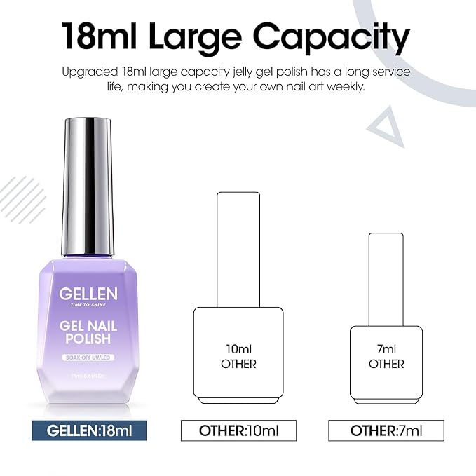 Gellen Gel Nail Polish, 18ml Haze Blue Dark UV LED Soak Off Polish for Nail Art DIY Manicure - Home Salon Gifts for Women Girls