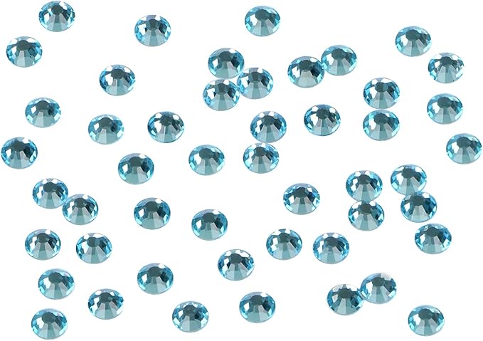 2880PCS Art Nail Rhinestones Non Hotfix Glue Fix Round Crystals Glass Flatback for DIY Jewelry Making with one Picking Pen (ss5 2880pcs, Aquamarine)