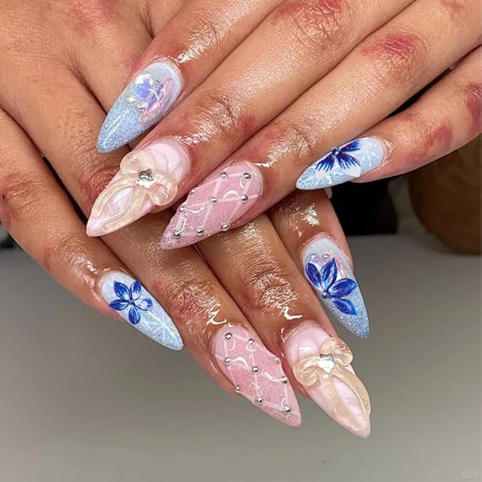 Tropical Flower Nail Art Stickers, Self-Adhesive Floral Decals, Colorful Summer Design for DIY Nail Decorations, 6 Pieces