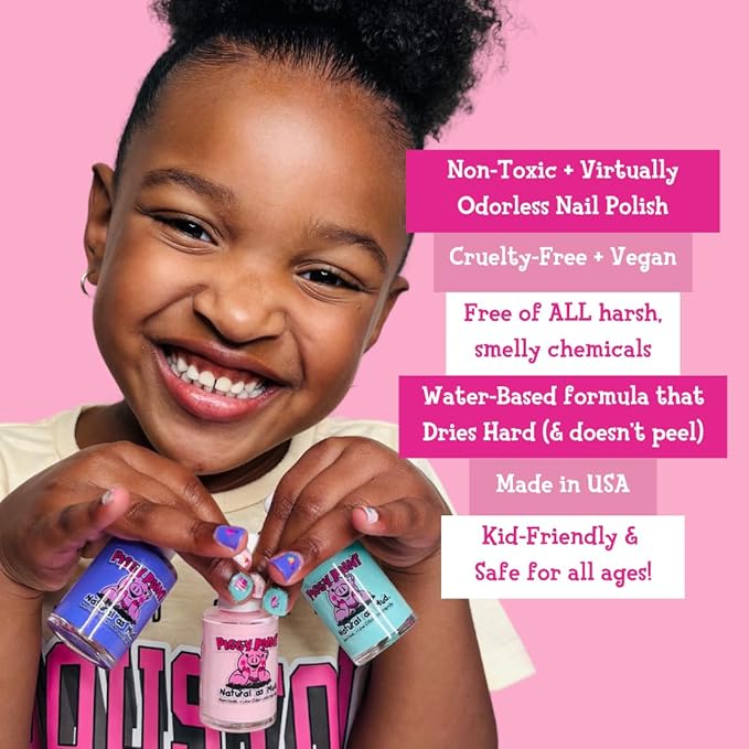 Piggy Paint | 100% Non-Toxic Girls Nail Polish | Safe, Cruelty-free, Vegan, & Scented for Kids | Scented Lucky Lollipop (4 Pack Kit)