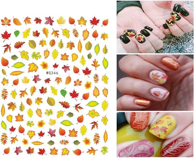 3D Thanksgiving Nail Art Stickers 6 Sheets Autumn Fall Nail Art Accessories Decals Self-Adhesive Maple Leaf Pumpkin Turkey Designs Sticker for Women Nail Arts DIY Nail Decorations Halloween Party