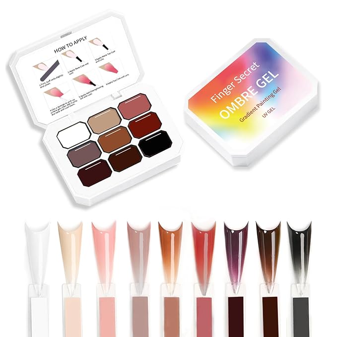 Ombre Gel Nail Polish Nail Sponges for Ombre 9 Series Colorful Blush Effect Gradient Painting Gel for Ombre Nails Multistyle French Manicure Nail Art DIY Home (A1)