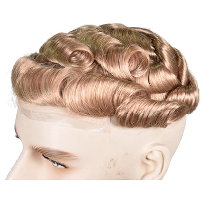 Human Hair Toupee for Men 10x8 Inch,European Human Hair Lace Front Natural Hairline Hair Pieces with 0.06mm Thin Skin PU V-looped Men's Hair Replacement System (#21 color,100% human hair)