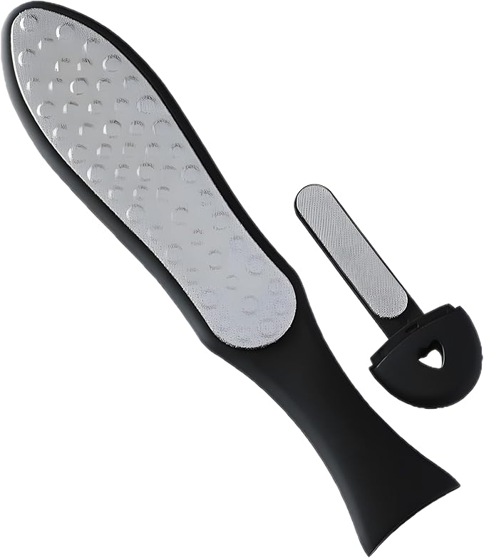 3 in 1 Large Size Durable Foot File Callus Remover (1 Pc) with Double Sided Stainless Heel Scraper for Cracked Heels, Pedicure Tools for Feet Ped Egg for Feet with Coarse and Fine Sides.