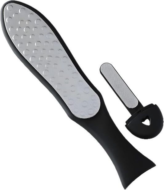 3 in 1 Large Size Durable Foot File Callus Remover (1 Pc) with Double Sided Stainless Heel Scraper for Cracked Heels, Pedicure Tools for Feet Ped Egg for Feet with Coarse and Fine Sides.
