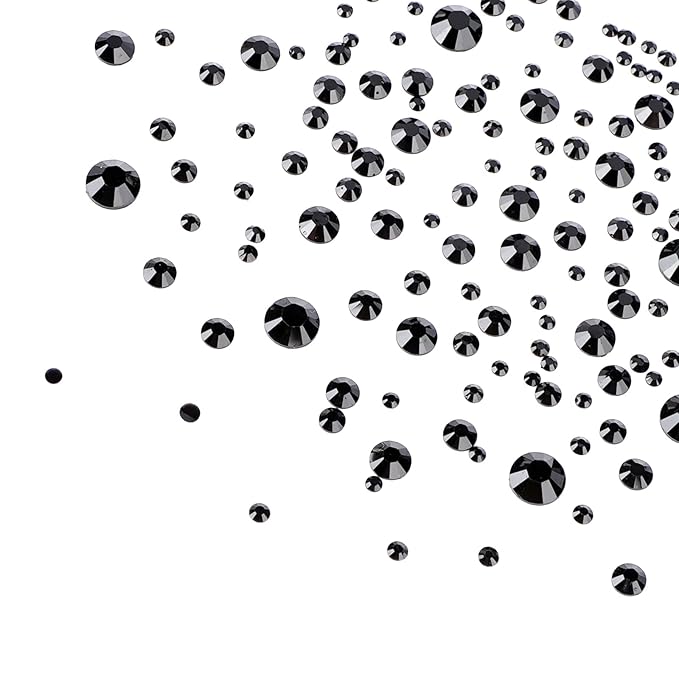 Canvalite 2784PCS Black Rhinestones Flat Back Gems, Nail Rhinestones Nail Art Gems with 5Pcs Jewelry Glues, Tweezers and Rhinestone Picker, Nail Art Tools for Nails, Clothes, Face, Crafts