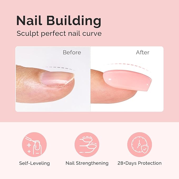 MelodySusie Hema Free Milky Pink Builder Nail Gel for Nails Thickening, 0.5 Fl Oz, Soak Off UV Extension Gel, Nail Art Design Salon DIY Manicure at Home for Women H1402