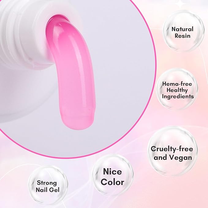 Makartt Poly Nail Gel: 50ML, Sheer Pink Color, Strong Builder for Extension Strengthener 3D Diy, Resistent Hard Gels for Nails Manicure Supplies Home Salon-Azalea