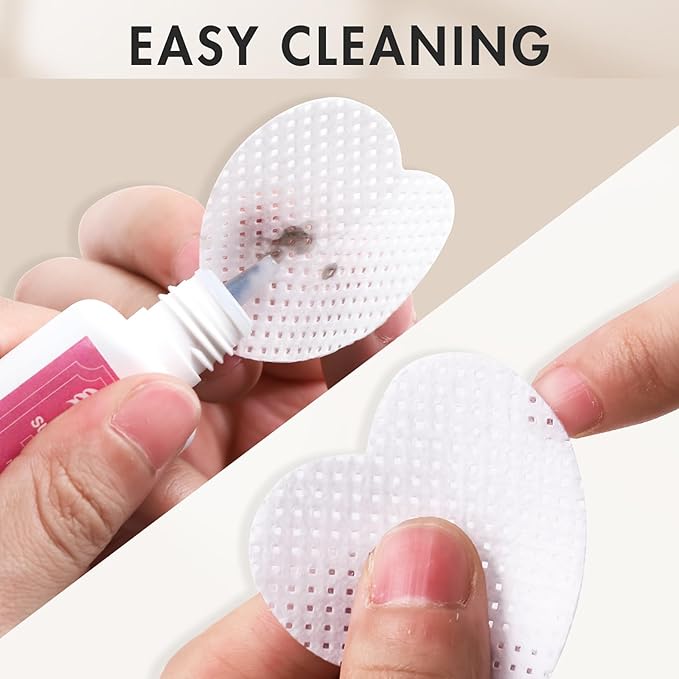 Eyelash Extension Glue Wipes 200 PCS Lint Free Nail Wipes Non-Woven Fabric Lash Glue Wipes Nail Polish Remover Wipes for Lash Extension Supplies (White)