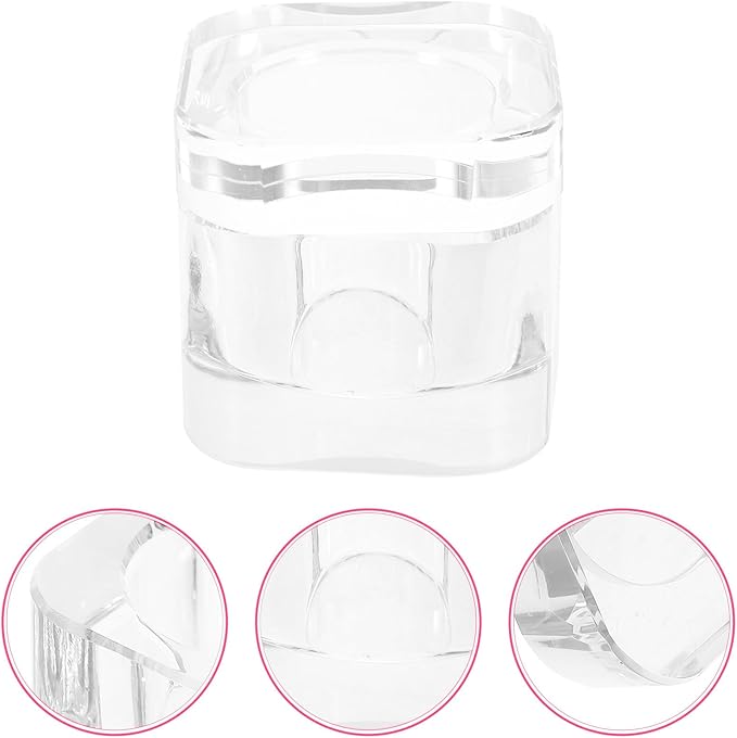 Crystal Dappen Dish with Lid 2.16In Square Anti-Collision Nail Art Soaking Bowl for Acrylic Nails and Gel Polish Remover Manicure Tool