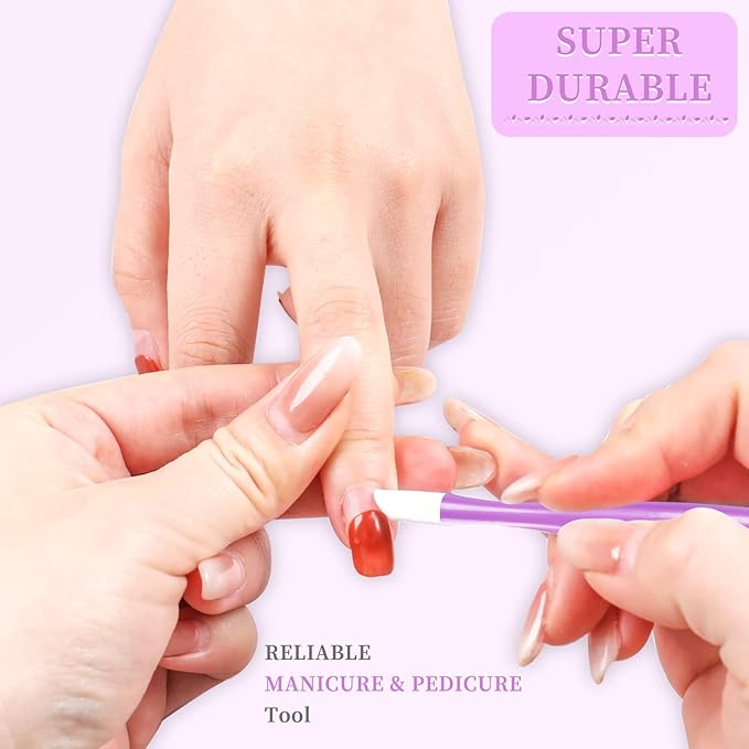 50Pcs Nail Cuticle Trimmer Rubber Nail Cleaner, Plastic Handle Cuticle Knife, Double End Nail Dead Skin Fork Cuticle Pusher Bulk Nail Art Cuticle Remover Tools for Girls Women and Men-Purple…