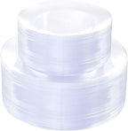 PULOTE 100Pieces Clear Plastic Plates by PULOTEpartywareWesupplyproductsandyouenjoylife