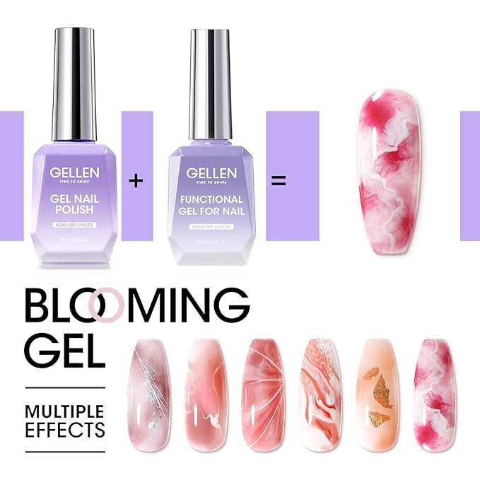 Gellen 7 in 1 Multifunctional Blending Gel in a Bottle - Blooming Gel, Nail Glue, Nail Strengthener, Home Salon DIY Manicure for Women Girls