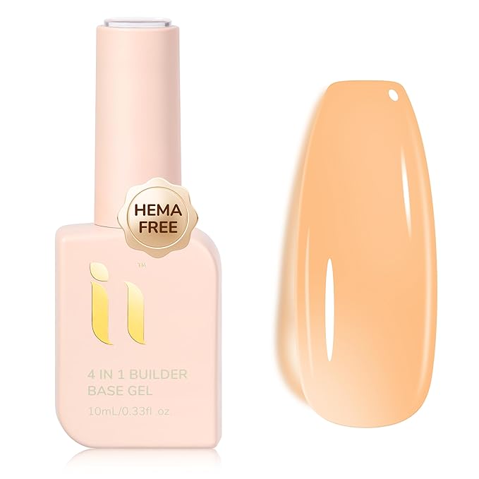 Hema Free Builder Base Gel, Shine Finish Soak Off 4 in 1 for Nail Strengthener, Thickening & Repair, TPO Free Structure Gel for Nails