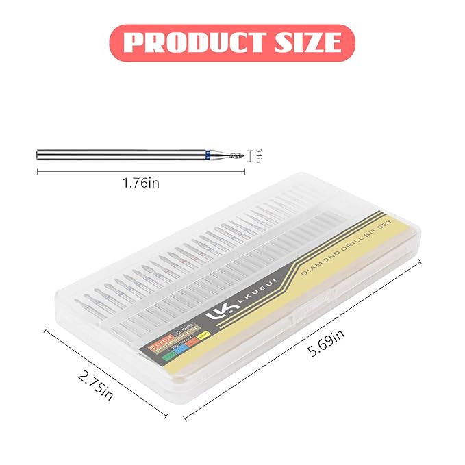 Nail Drill Bits, Diamond Cuticle Drill Bits for Electric Nail File, Cuticle Bits, Diamond Manicure Bits, Brocas para Drill Nails, 3/32 inch 30PCS Kit