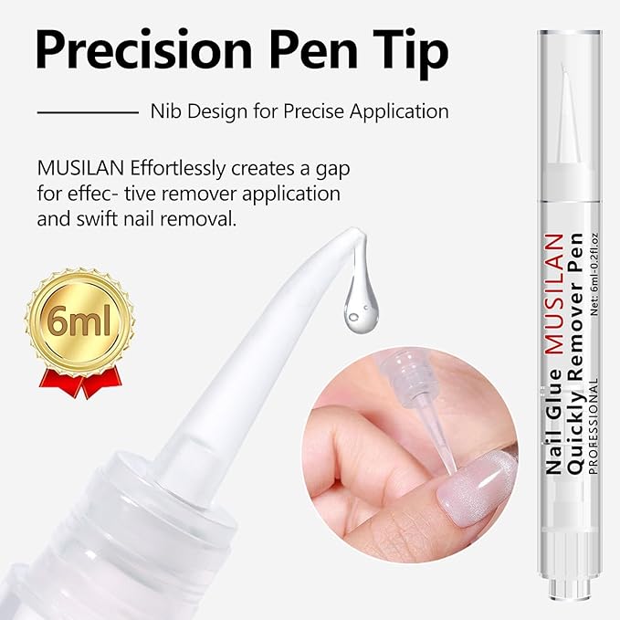 3 IN 1 Nail Glue Remover,3PCS 6ML Nail Glue Remover Pen For Press On Nails,Click Remove Pen Design,Click Glue Gel For Fake Nails Debonder Adhessive Not for Gel Polish Base Coat