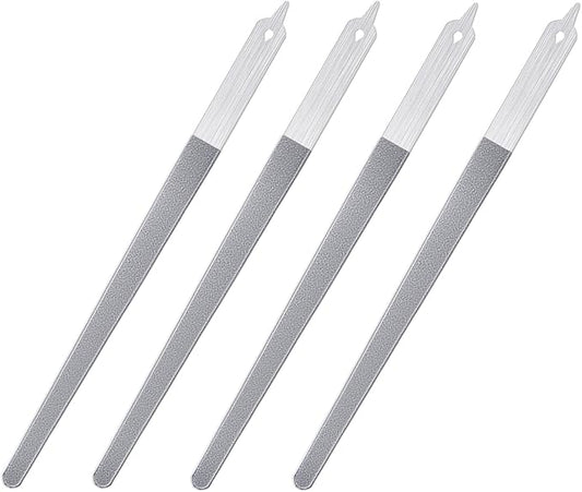 Diamond Deb Nail File 4 Pack Double Sided Fingernail Files for Natural Nails, Stainless Steel Toenail File with Sharp Pointed Tip, Professional Fine Grit Finger Nail Files for Women Men Girls (6in)