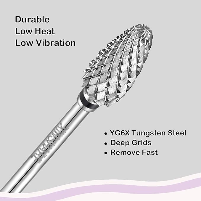 Nail Drill Bits 3/32" Carbide Professional Safety Tungsten Nail File Cone Drill Bit for Acrylic Nail Gel Cuticle cleaner Manicure Pedicure Nail Polishing, Beginner Salon, Extra Coarse