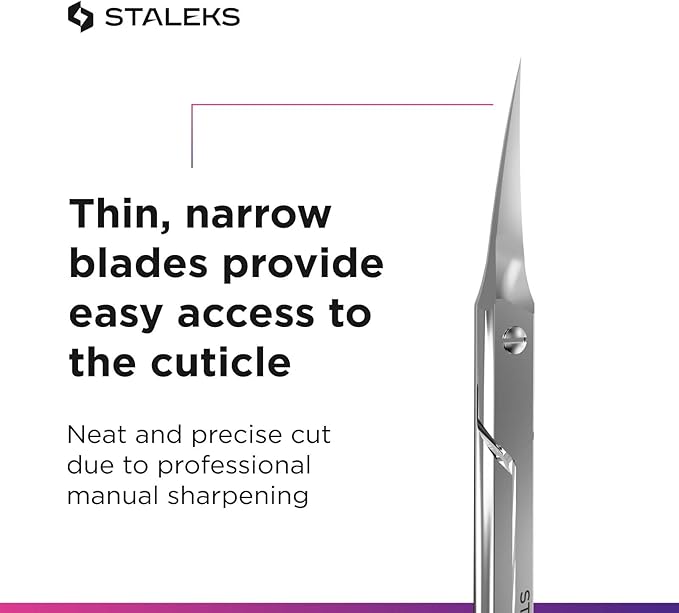 Staleks Pro Expert 50 Cuticle Scissors - Stainless Steel, Extra Fine Curved Blade for Precise Cuticle Trimming: Professional Manicure Scissors for cuticle SE-50/2