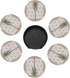 6 Pcs Tropical Plants in Summer Beach Palm Tree Leather Coasters - Image 7