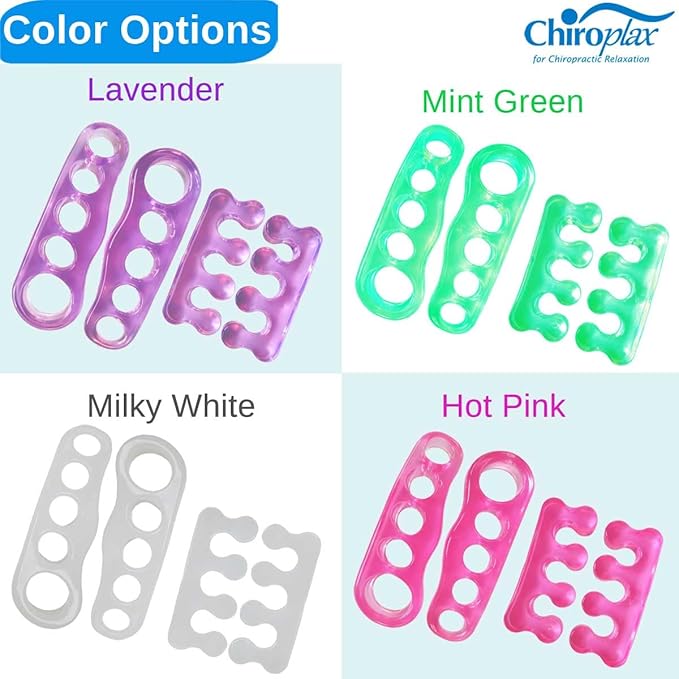 Chiroplax Gel Toe Separators Stretchers Spreader Spacer for Bunion Bunionette Relief Hammer Overlapping Toe Straightener Corrector (2 Pairs w/Pouch - Hot Pink)