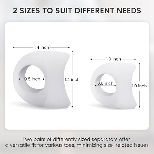 Toe Separators for Women, Yoga Toes Separator Women, Bunion Corrector for Big Toe, Toe Separators for Overlapping Toes for Bunions, Overlapping, Corrector and Spacer, White