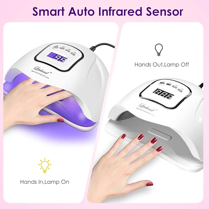UV Gel Nail Lamp,150W UV Nail Dryer LED Light for Gel Polish-4 Timers Professional Nail Art Accessories,Curing Toe Nails