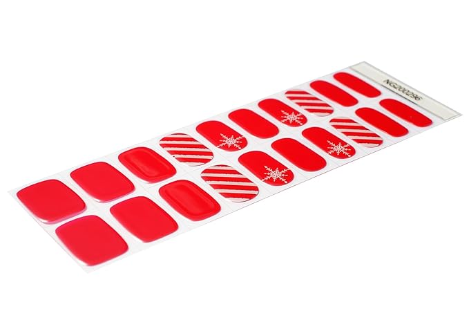 MOMSON Semi Cured Gel Nail Strips - 20 Real Gel Nail Polish Stickers/Full Nail Wraps - Art Manicure Kits for DIY at Home, Salon-Quality, Easy to Apply & Remove (Christmas Gifts)