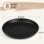 Wheat Straw Plates 9 Inch, Unbreakable Plastic Plates Reusable, Dinner Plates - Image 2
