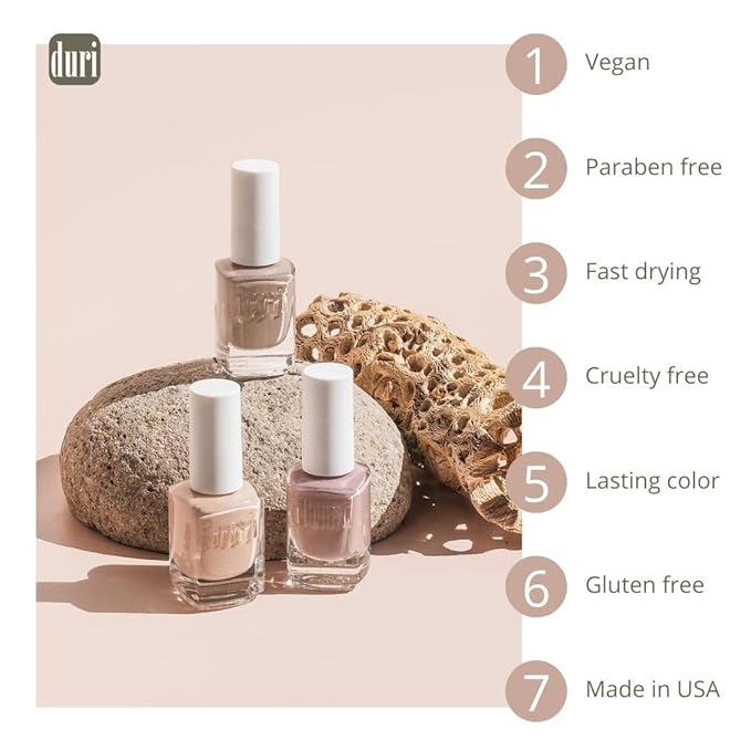 duri Nail Polish, 719 Poetic Blush, Fabulous Creamy Blush Pink, Full Coverage, Glossy, Fast Drying, 0.5 Fl Oz