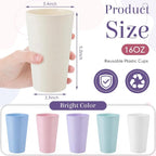 Yungyan 50 Pcs Unbreakable Plastic Cups 16oz Thickened Reusable Plastic Cup - Image 2