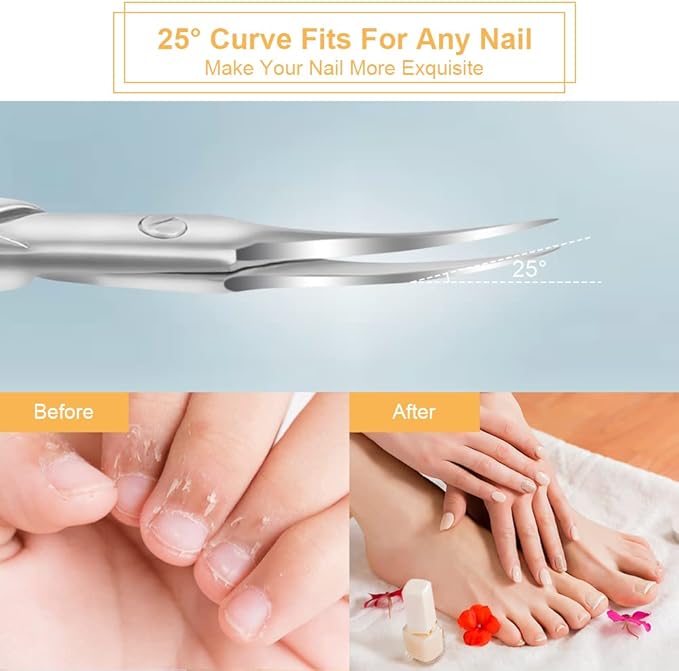 AOMIG Cuticle Scissors, Stainless Curved Blade Multi-purpose Sharp Small Scissors for Grooming, Eyebrow, Eyelash, Nose Hair, Nail, Manicure, Dry Skin