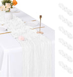 6 Pack White Cheesecloth Table Runner, 17 x 108 inch, Semi Sheer Boho Cheese by ACSUIT