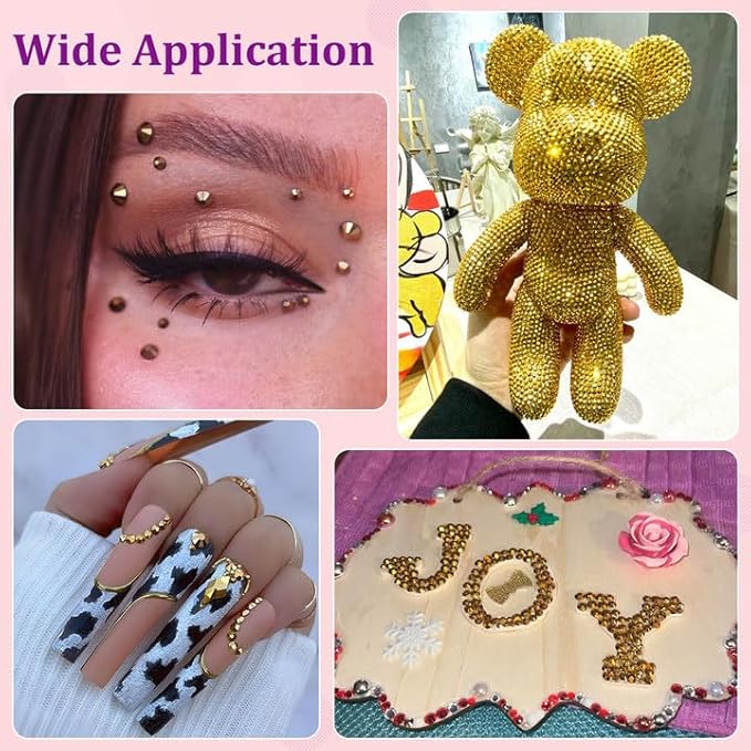 30000Pcs Resin Rhinestones for Bedazzling with Tweezers, Mine Gold Rhinestones for Crafting with B7000 Jewelry Glue for DIY Crafts Clothing Tumblers Shoes Fabric Nail Art