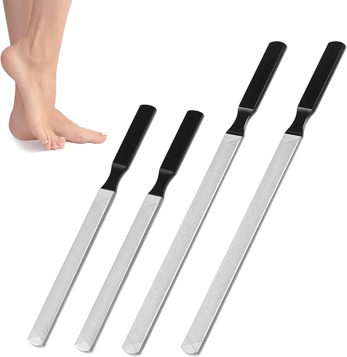 Toe Nail Files for Thick Nails Stainless Steel Double-Sided Professional Nail Dresser for Men Seniors Dogs 4 Pieces Set