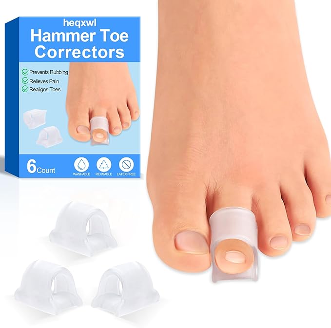 Hammer Toe Corrector, 6 Pack Toe Spacers, Toe Straighteners for Curled Toes, Bunion Corrector for Preventing Rubbing & Relieve Pressure (Small)