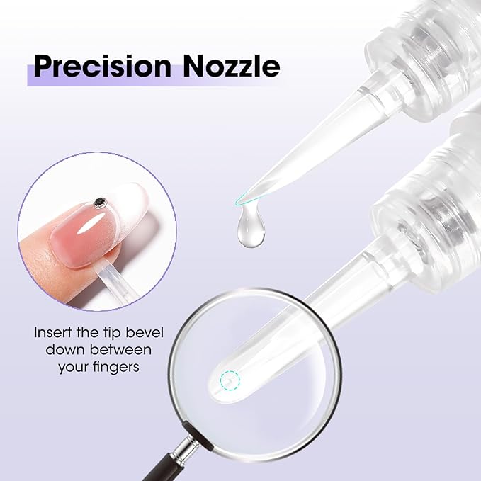 Gellen Nail Glue Remover 5 Pcs, Glue Remover Pen for Press on Nails, Non Acetone Press on Removal, 10s Quick Remove for Nail Tips Fake Nails Solid Glue Gel