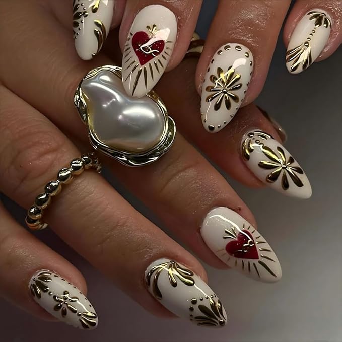 Bohemian Nail Art Stickers, Gold Silver Blue Floral Designs, Self-Adhesive 3D Decorative Decals for Women, Summer Nail Decoration, 6 Sheets